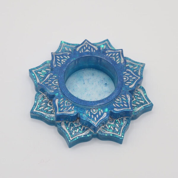 Portavelas mandala de resina
