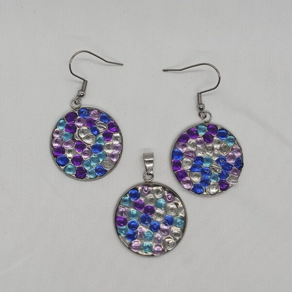 Set Brisa de Cristal – Colgante y Pendientes en Acero y Resina