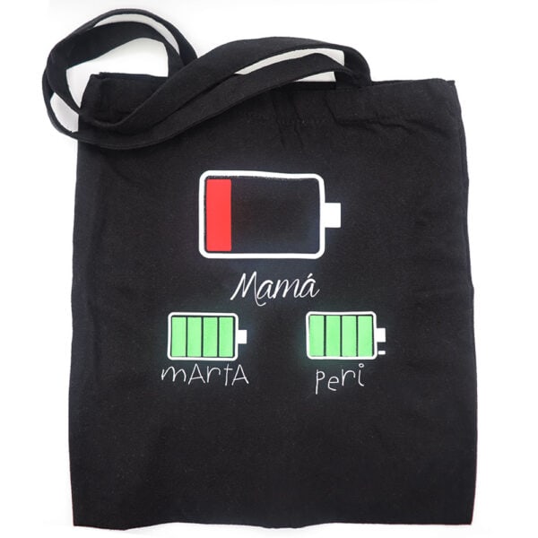 Tote bag negra "mamá" personalizada